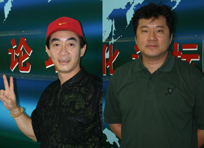 六小龄童（左）、陈忱（右）做客文化论坛现场。